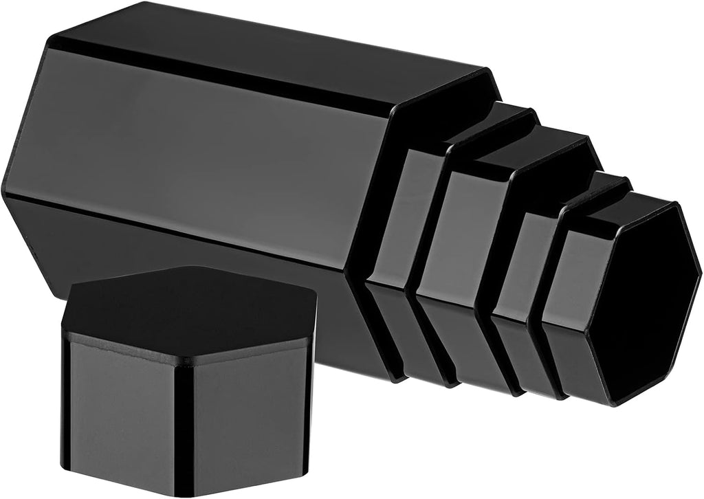 6 Pcs Hexagonal Jewelry Display Risers Acrylic Stands,Black | 6 Size, Hexagonal Market Display Risers, Acrylic