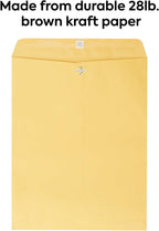 10x13 Kraft Clasp Envelopes, Brown, Heavyweight, 100/Pack