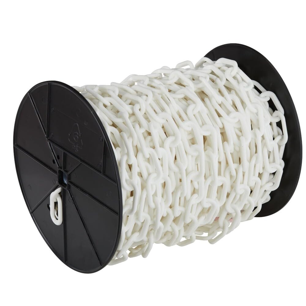 Mr. Chain Plastic Barrier Chain, White, 2 in x 125 ft (50101-1)