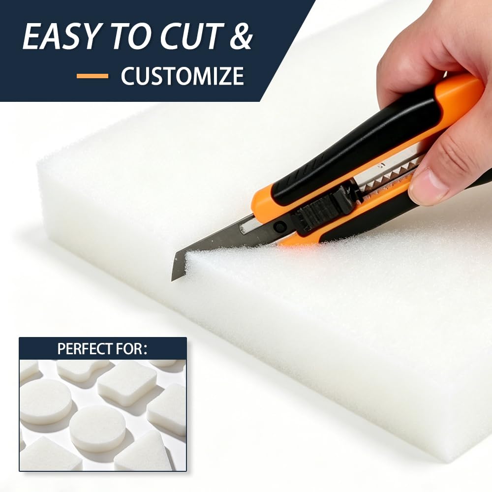 Upholstery Foam Pad, 72x24x3in Cushion Replacement for Couch