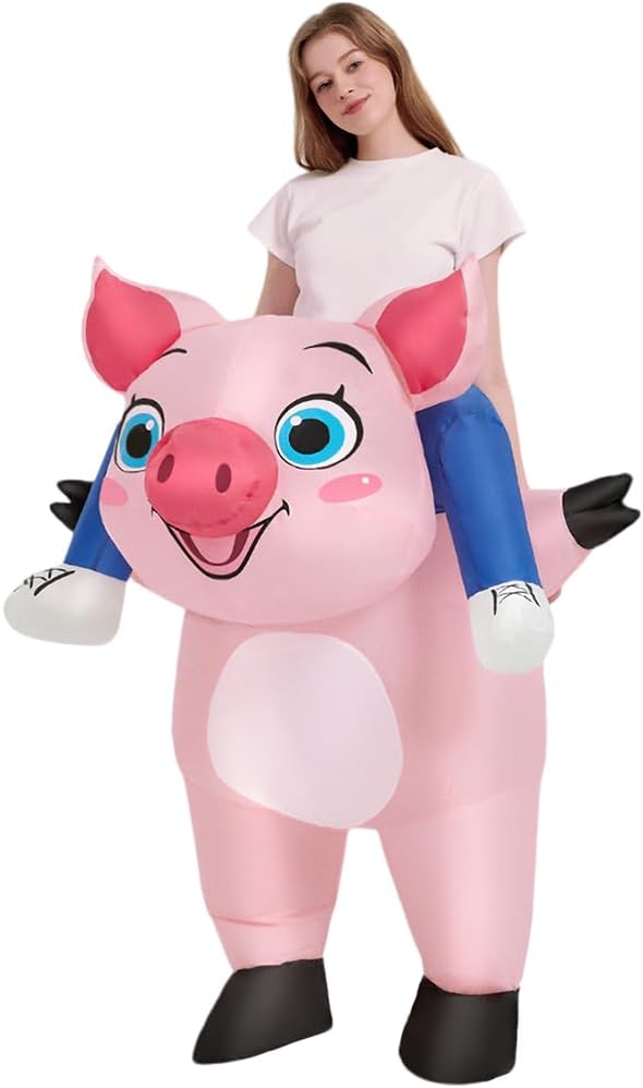 Inflatable Costume Adult,Ride on Pig Costume Inflatable Halloween Costume Women Adult Size,Blow up Costumes for Adult
