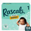 Rascals Premium Diapers, Size 1, 108 Count