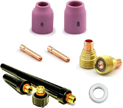 WeldingCity Accessory Kit (3/32") Collet-Gas Lens-Ceramic Cup-Gasket-Back Cap for TIG Welding Torch 9, 20 and 25 Series Lincoln Miller Hobart ESAB Weldcraft CK AHP (T40)