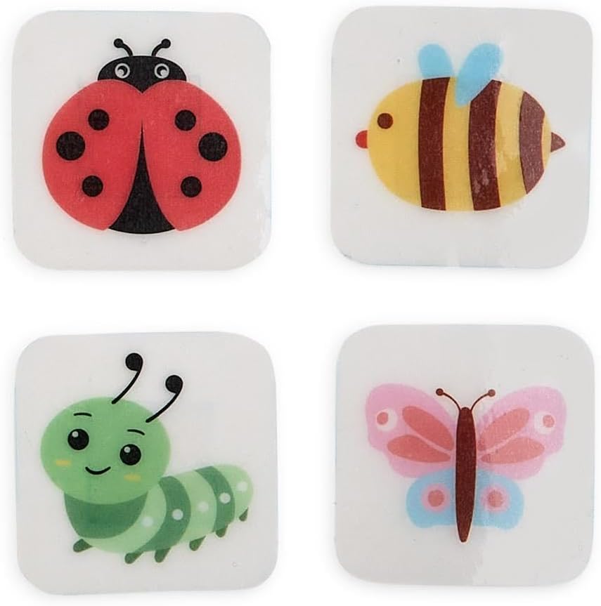 Bug Hugs Square Bandages Gift Box, 32 Pieces, 1.5-Inch, Multicolor, Plastic, Includes 4 Patterns: Ladybug, Butterfly