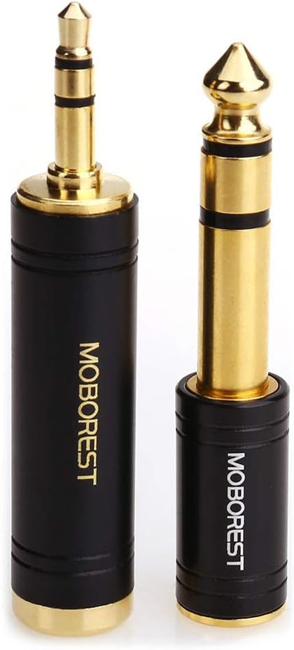 3.5mm to 1/4 (6.35mm) Stereo Pure Copper Headphone Adapter, 2PCS | 1/8 Male to 1/4 Female & 3.5 F to 6.35 M