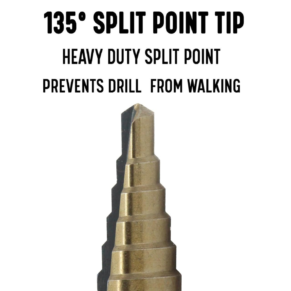 Drill America #1 HSS Black & Gold Step Drill Bit with Quick Change Hex Shank (1/8"- 1/2 by 1/32")