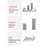 cSeao 20pcs 1/4-20 x 1/2" Hex Head Bolts, Plain Finish, 304 Stainless Steel