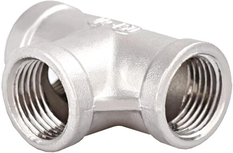 Beduan 2 PCS Stainless 3/4" Tee Female NPT T Shaped 3 Way Cast Pipe Fitting
