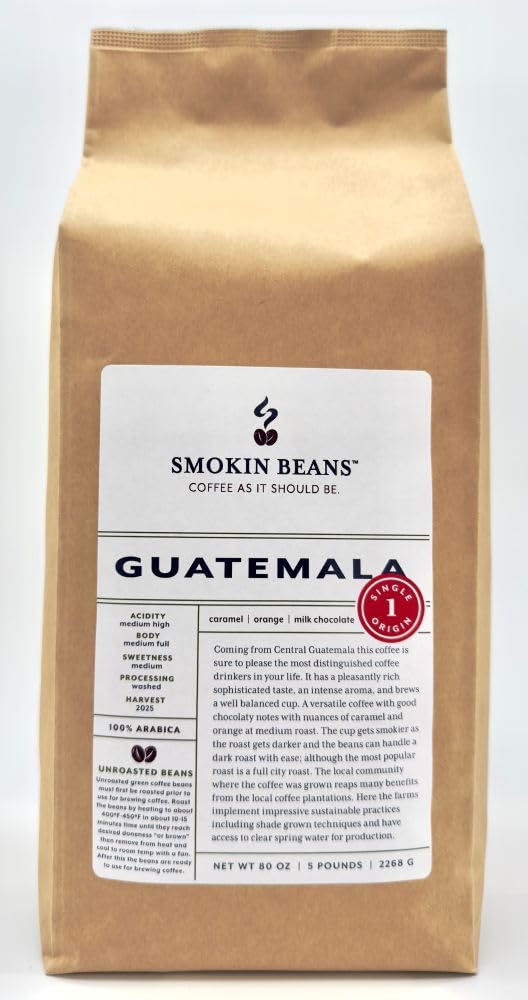 5-Pound Guatemala Washed Processing, Unroasted Green Coffee Beans, Fresh Current Crop Specialty Grade, Roast the