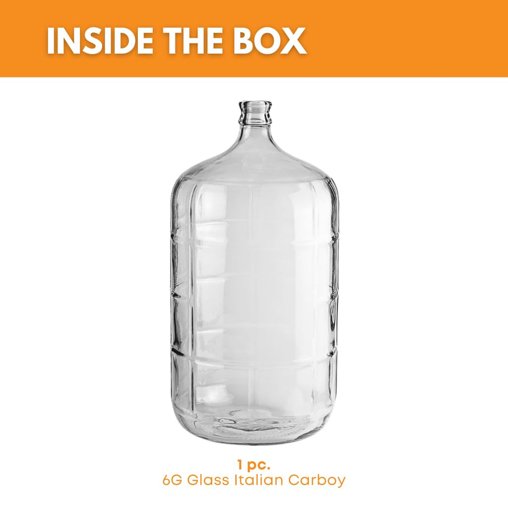 Italian 6 Gallon Carboy for Wine, Beer and Kombucha Fermentation | Clear 6 Gallon Glass Carboy for home brewing and