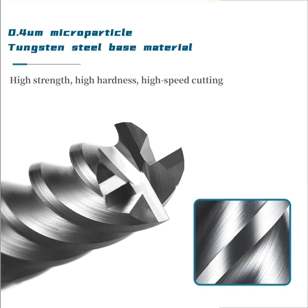 2PCS 1/2'' Carbide Square End Mill Bits Set, Milling Bits Cutter 1/2 Carbide End Mills for Alloy Steels/Hardened Steels, HRC 45 Deg Single End 4 Flute AlTiN Coating (2PCS 1/2in)
