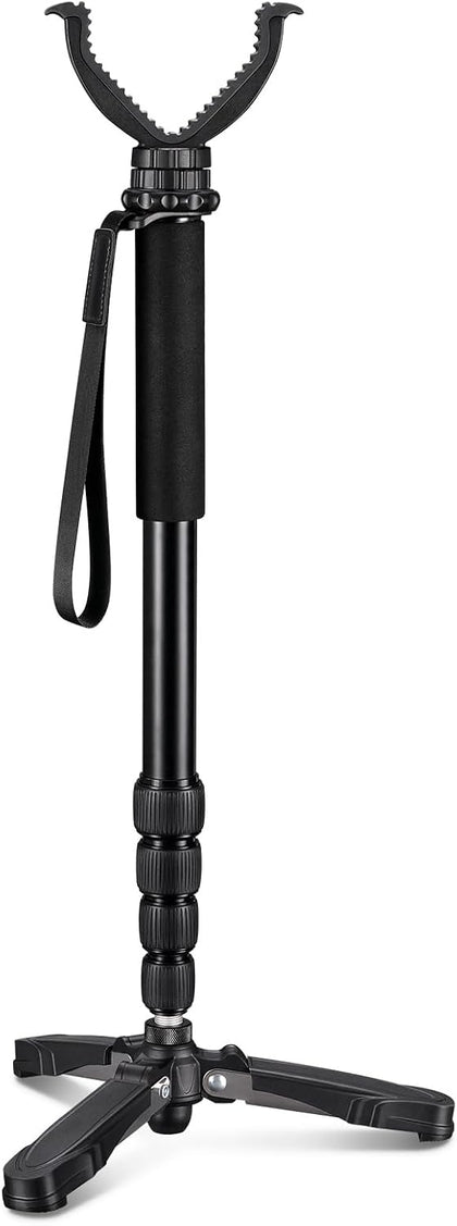 Hunting Monopod Shooting Stick Tripod Gun Rifle Crossbow Rest | Tiltable and Horizontally Rotatable Tri-Stand Tripod