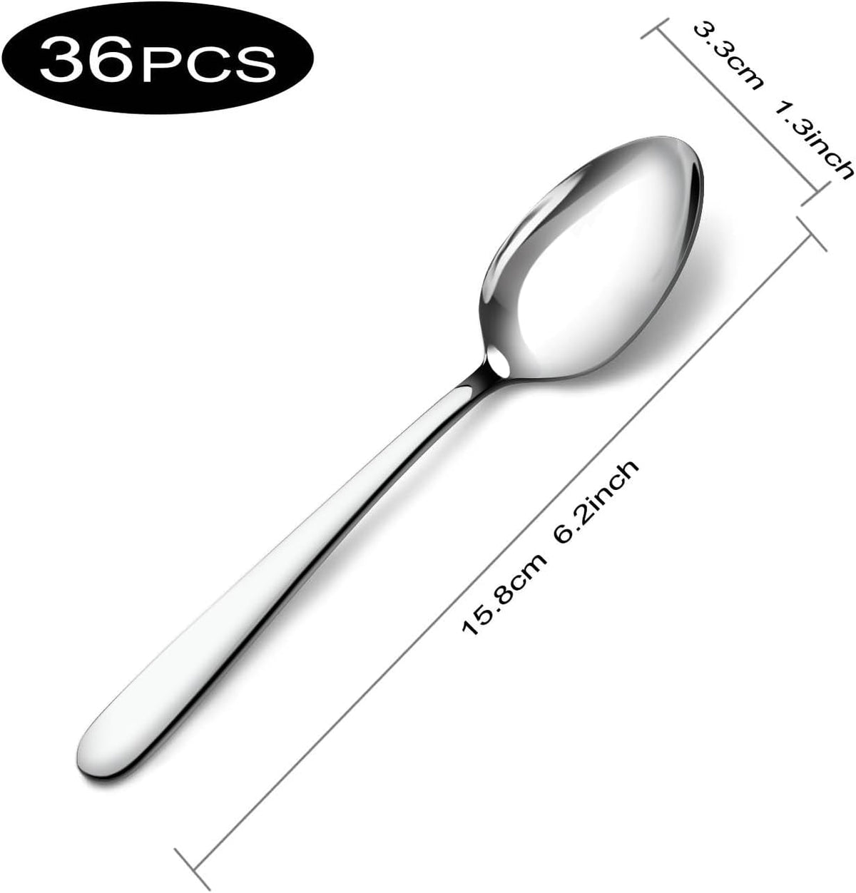 36 Pieces Teaspoons Set (6.2 inch), Spoon Silverware, Stainless Steel Tea Spoons, Mirror Polished Small Teaspoon