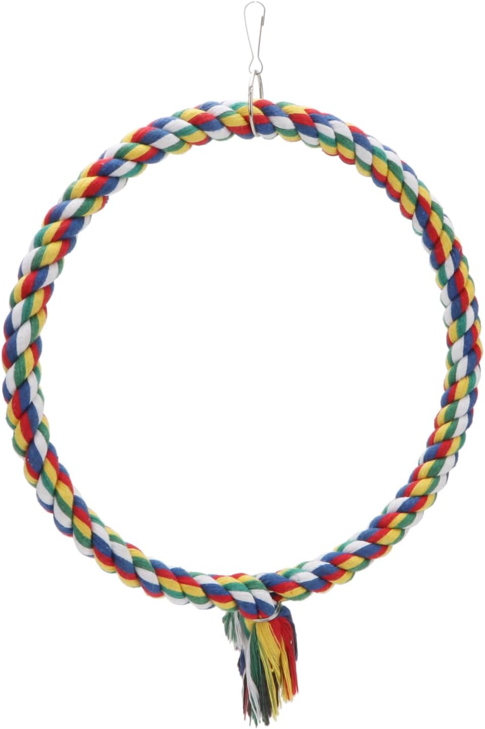 Bird Swing Colorful Rope Perch Climbing Toy for Parrots (M 10.4inch) | Soft cotton rope, colorful, supports balance