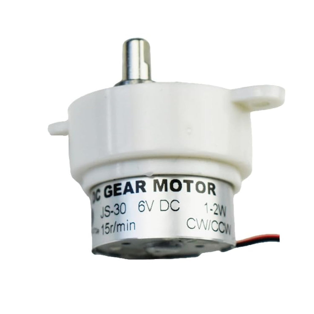 CHANCS Plastic Gearmotors JS-30 DC 6V 15RPM Double Flat Shaft Gear Electric DC Motor Low Speed for Rotating Mechanisms