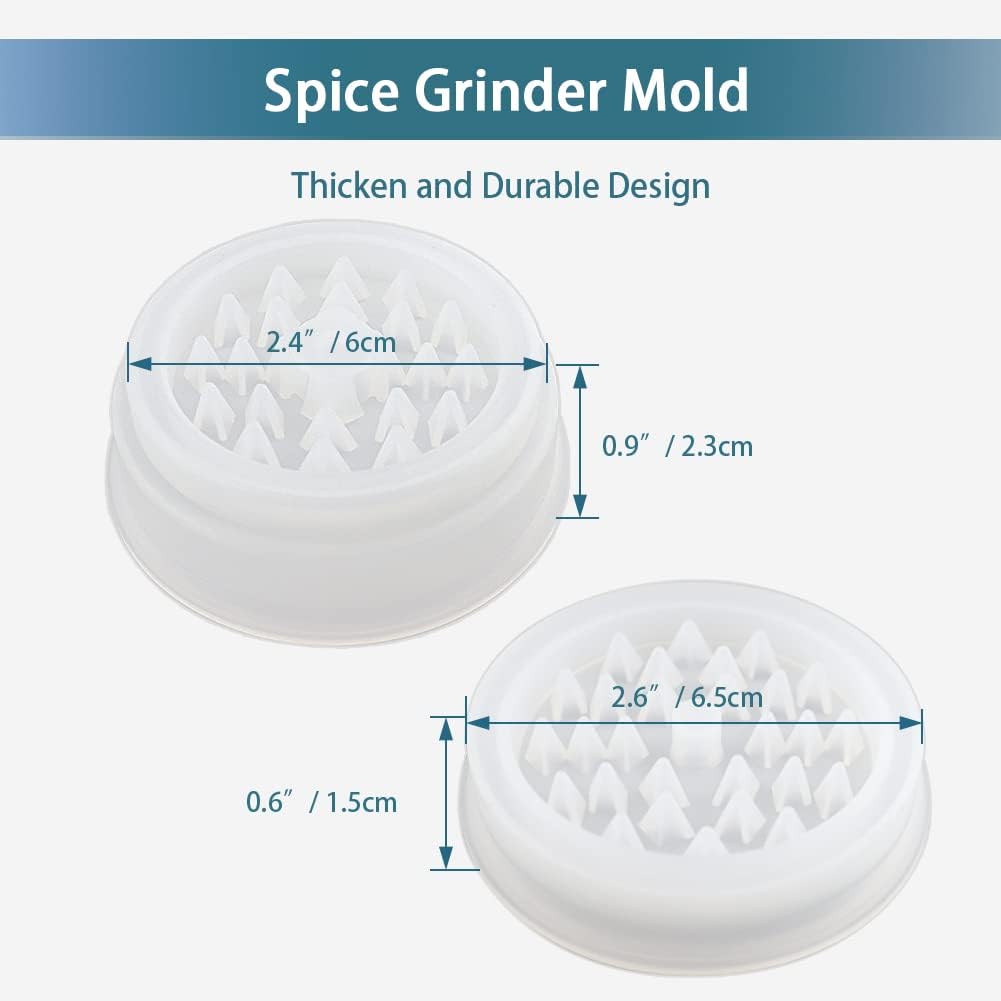 Silicone Resin Casting Molds Pack of 5 | Epoxy Resin Molds with Large Rolling Tray & Herb Grinder Mold for DIY Resin