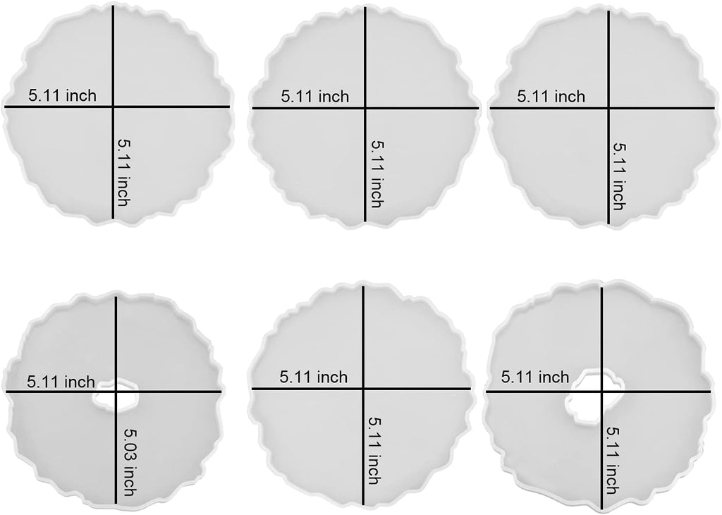6 Pack Geode Coaster Molds for Resin, Irregular Resin Coaster Silicone Mold, Coaster Epoxy Resin Molds for Making