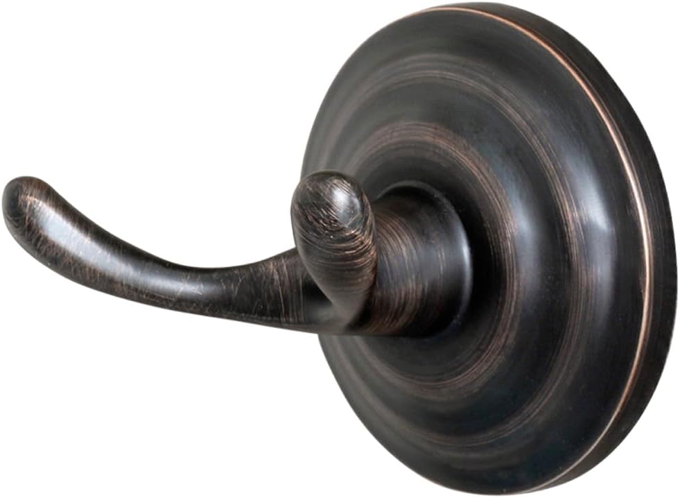 Zinc Traditional Round Bathroom Towel and Robe Hook, Oil Rubbed Bronze, Easy Installation | Traditional
