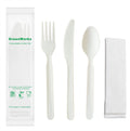 7" Heavy-duty Compostable Cutlery Kits, BPI Certified, 200 Sets (Fork, Spoon,Knife,Napkin 4 in 1) Individually