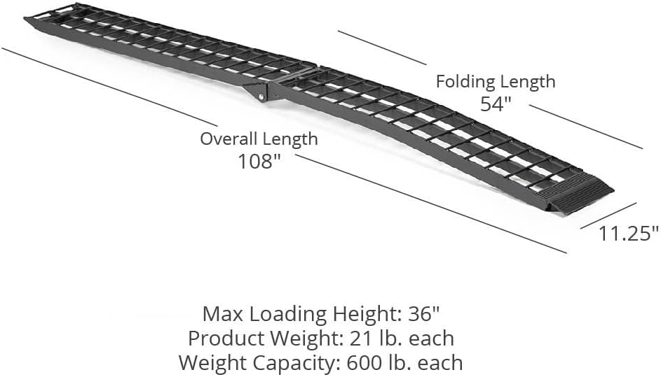 Aluminum ATV Motorcycle Loading Ramps, 1,200 lb, 9 Ft, 2-Pack