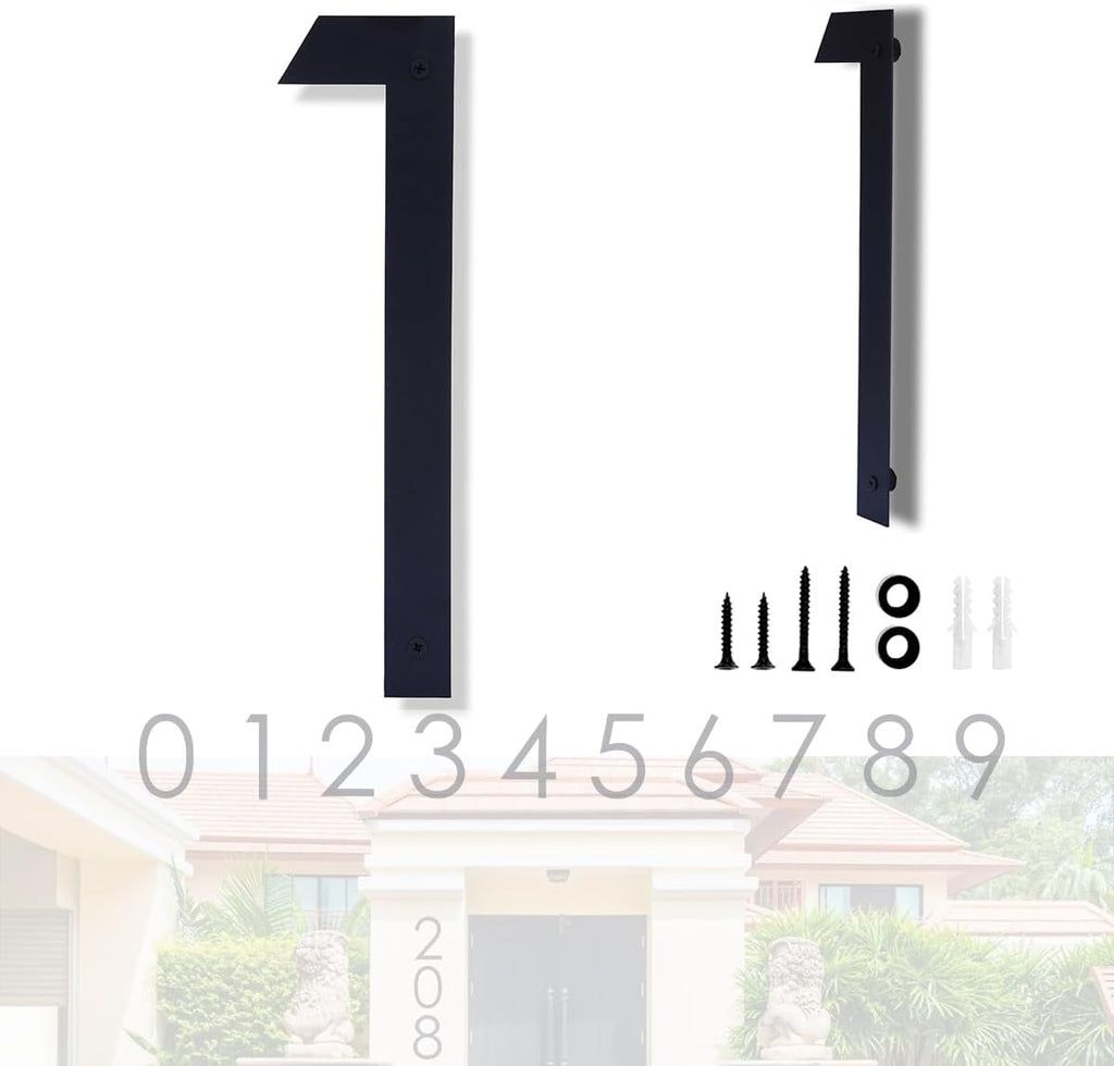 16 Inch Modern House Numbers for Outside,Black Floating House Numbers (1) | Waterproof Large Address Numbers With
