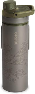 UltraPress Titanium Water Purifier & Filter Bottle, Olive Drab | Purifies and Filters Water in 8-10 Seconds for