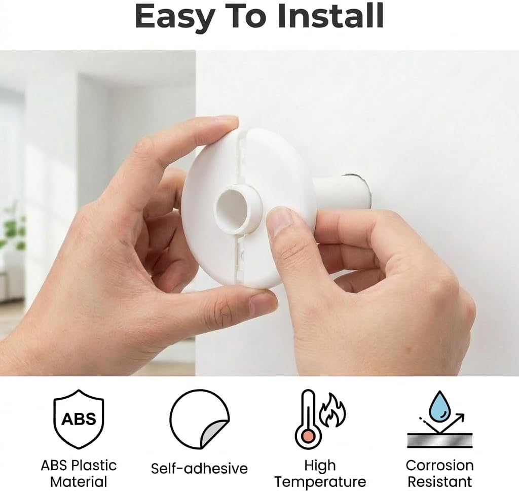 2pcs Wall Split Flange, white Self-Adhesive Pipe Cover Escutcheon Plate