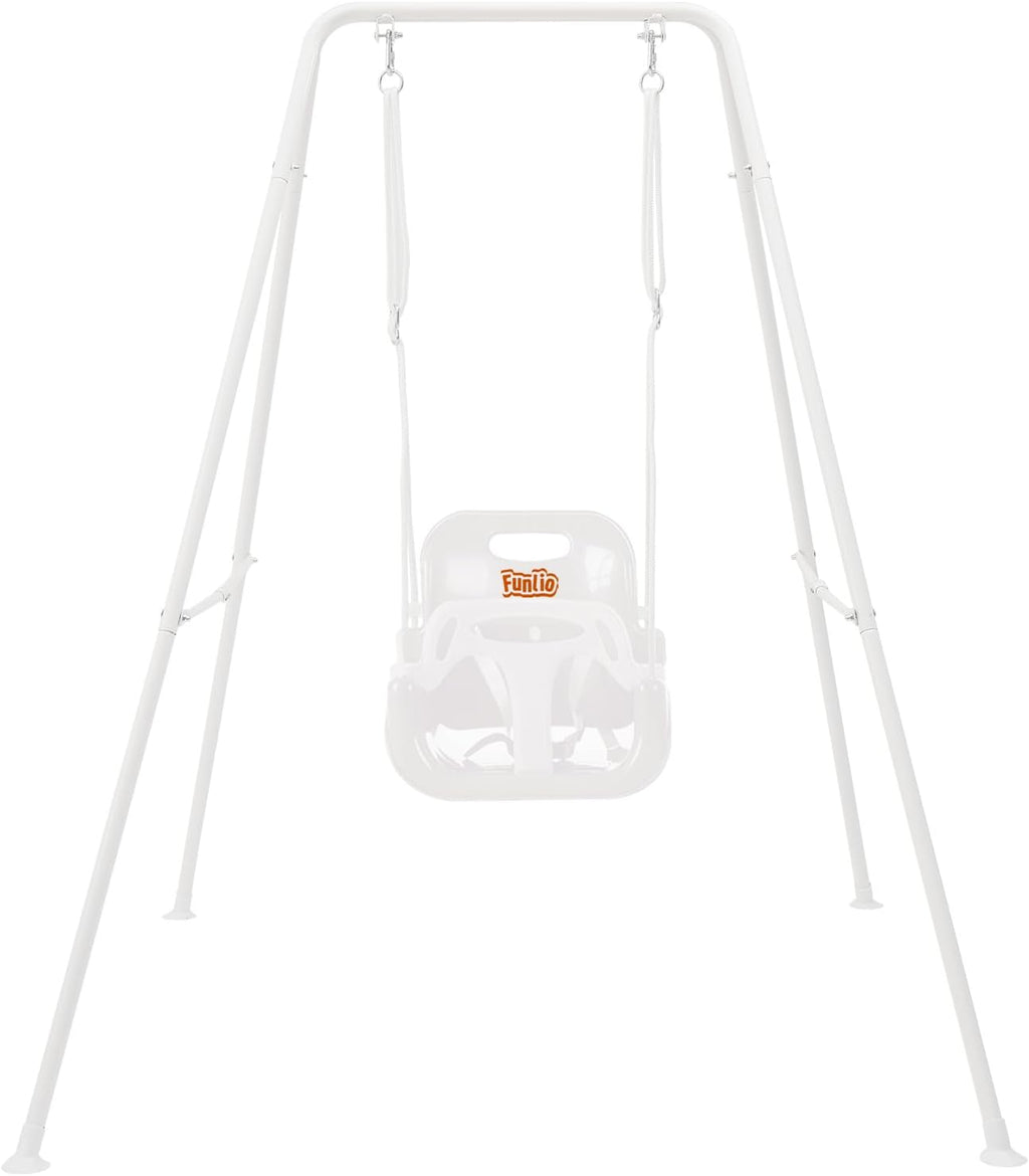 Toddler Swing with Foldable Metal Stand for Toddlers Aged 1~10 Years, 3-in-1 Baby Swing Set with 4 Sandbags for