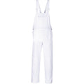 S810 Bolton White Cotton Painters Bib Overalls with Knee Pad Pockets, X Large | White, X Large, Regular Fit