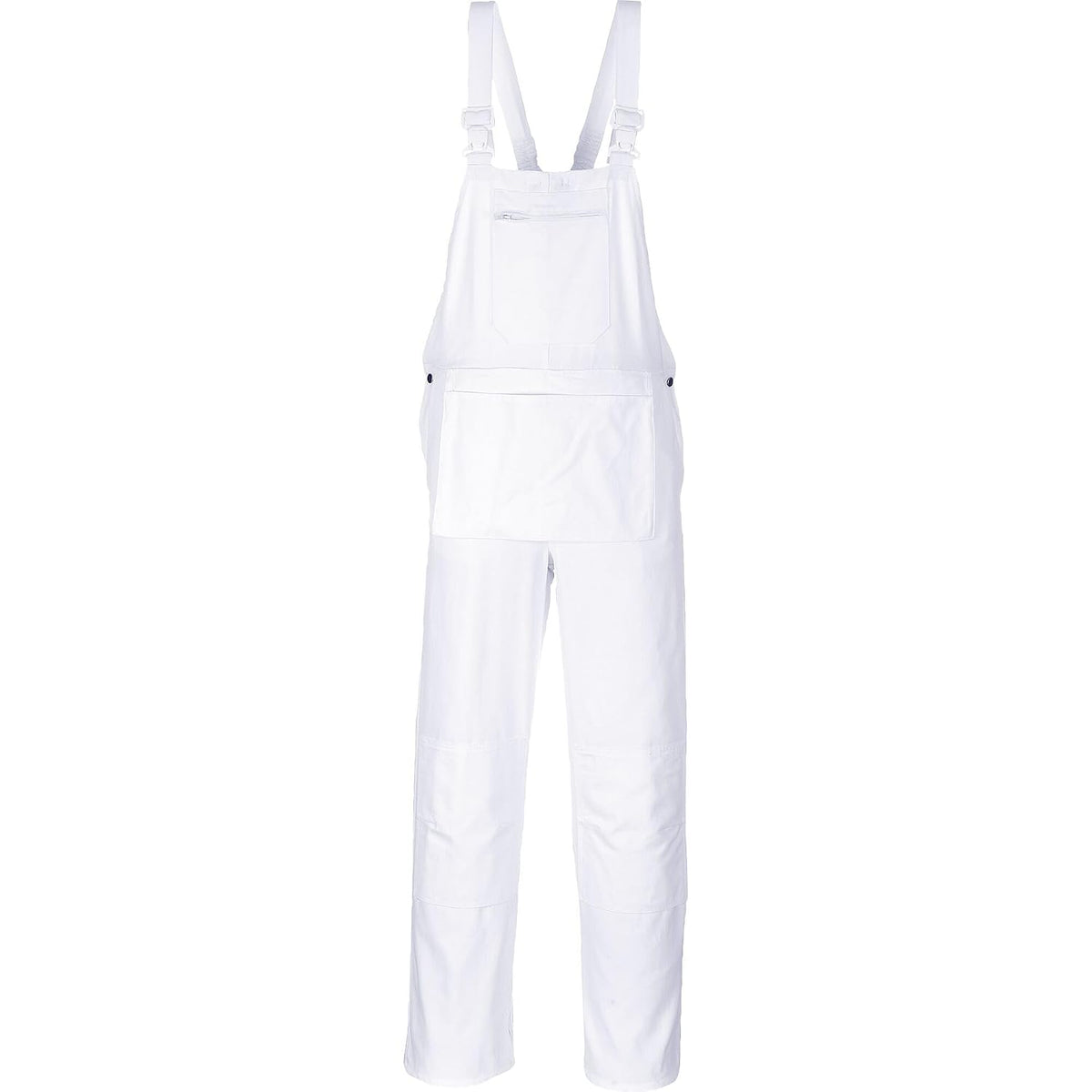 S810 Bolton White Cotton Painters Bib Overalls with Knee Pad Pockets, X Large | White, X Large, Regular Fit