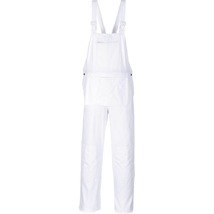S810 Bolton White Cotton Painters Bib Overalls with Knee Pad Pockets, X Large | White, X Large, Regular Fit