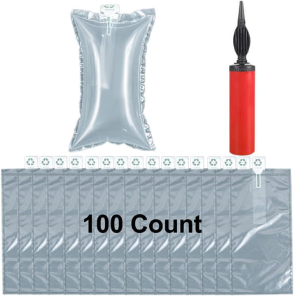 Air Pillows for Shipping with Manual Hand Pump, 100 Count Inflatable Packing Pillows, Void Fill Cushioning for