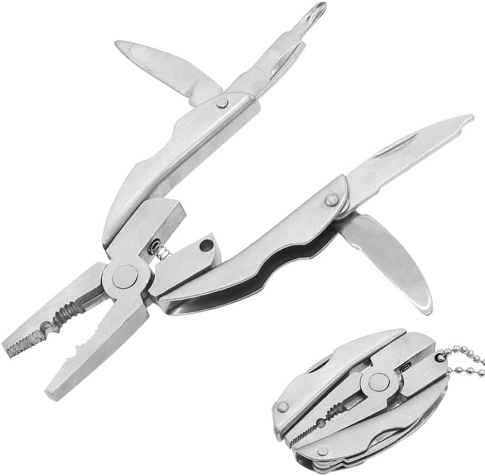 7-in-1 Micro Pocket Stainless Steel Foldable Multitool with Screwdrivers, Pliers for Keychain