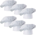 Chef Hat Set of 6 PCS Pack Adult Adjustable Elastic Baker Kitchen Cooking Chef Cap (White)