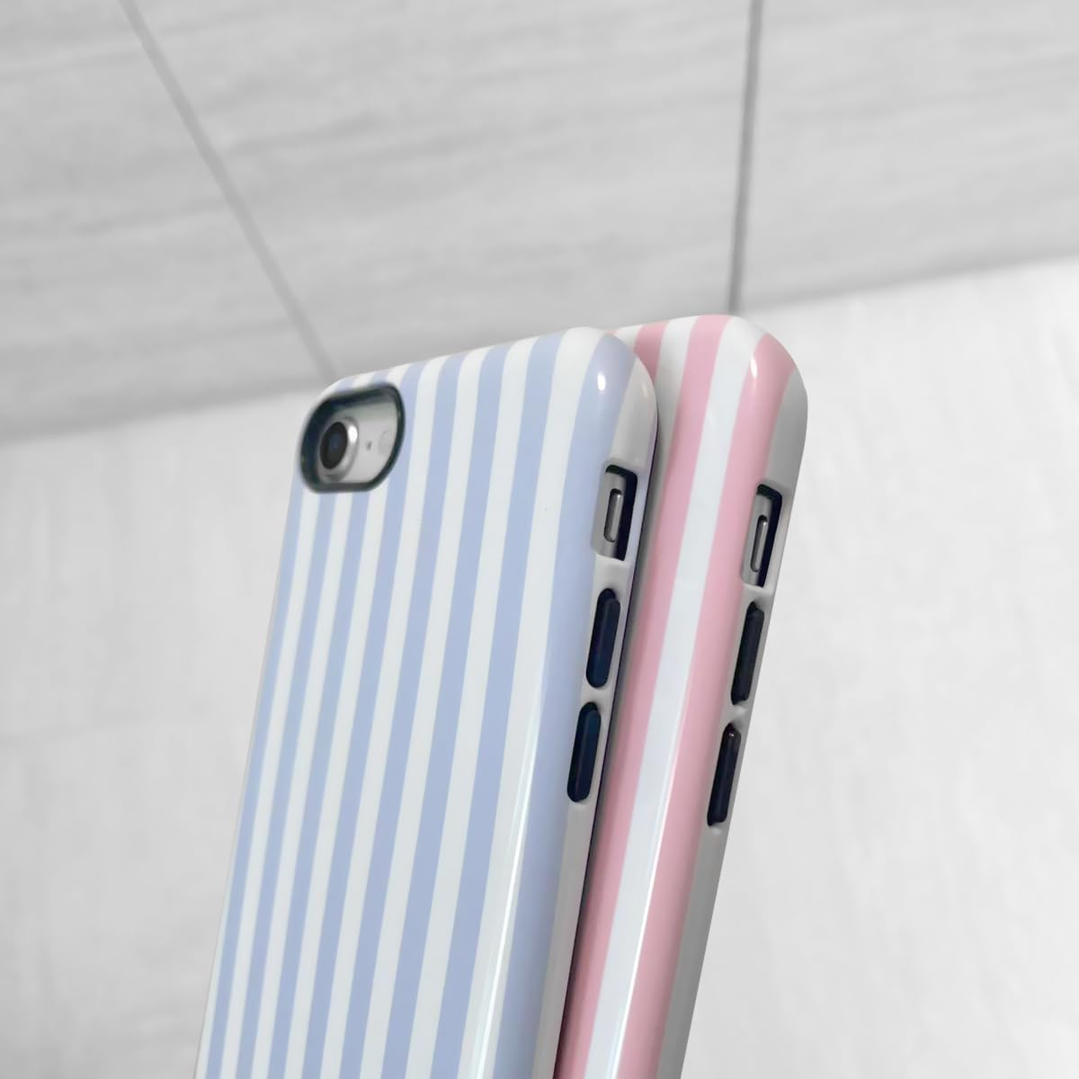 Compatible with iPhone SE /8/7 Cute Phone Case,Striped Aesthetic Pattern Design,Scratch Resistant Hybrid 2-Layer