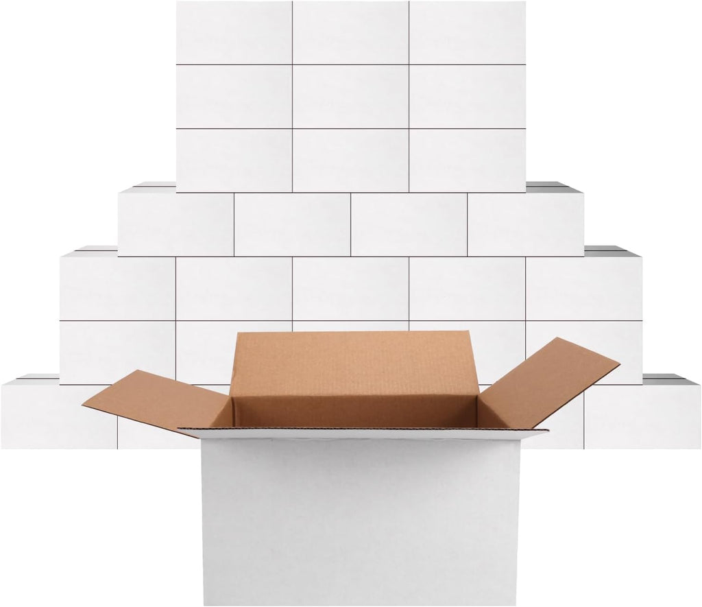9x7x5 Shipping Boxes Set of 30, White Corrugated Cardboard Box for Mailing Business Packaging