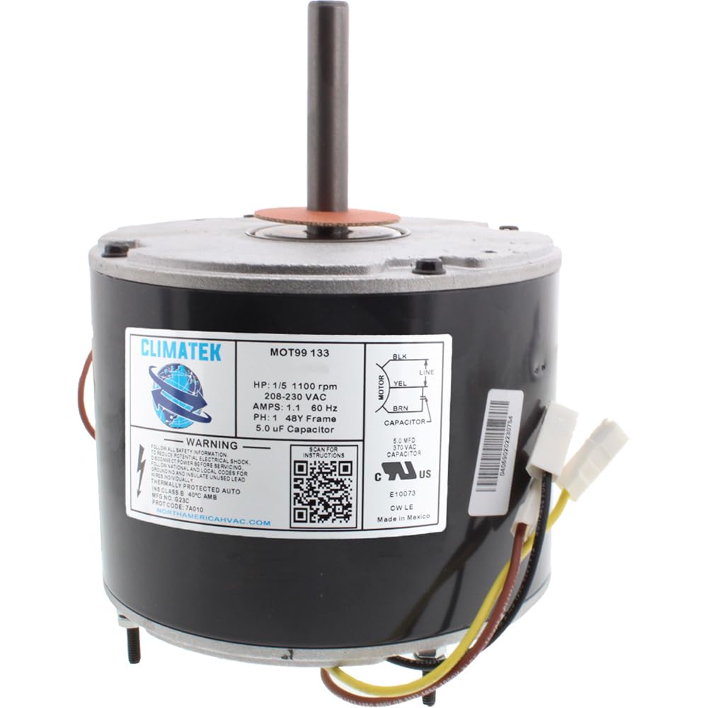 ClimaTek 1/5 HP Fan Motor Replaces ICP Heil 1186447 1191329 1172775
