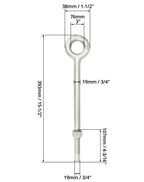 QWORK Eye Bolt with Nuts, 3/4'' x 12" Galvanized Eye Bolt, 4 Pack
