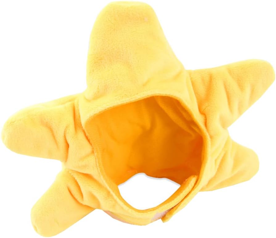 Funny Cat Hat Yellow Starfish Small Dogs Cap Soft Star Shaped Puppy Headgear Halloween Pet Costume Warm Head