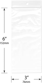 3 x 6 inch, 2 Mil Hang-Hole Zipper Reclosable Bags (Pack of 200)