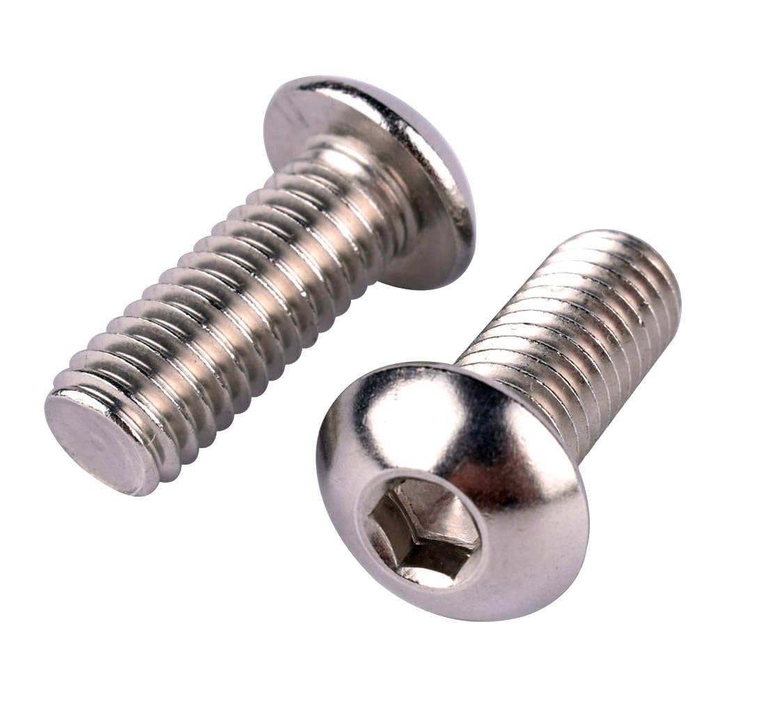 #6-32 x 3/8" Button Head Socket Cap Bolts Screws, 304 Stainless Steel 18-8, Allen Hex Drive, Fully Machine Thread, Quantity 40Pcs