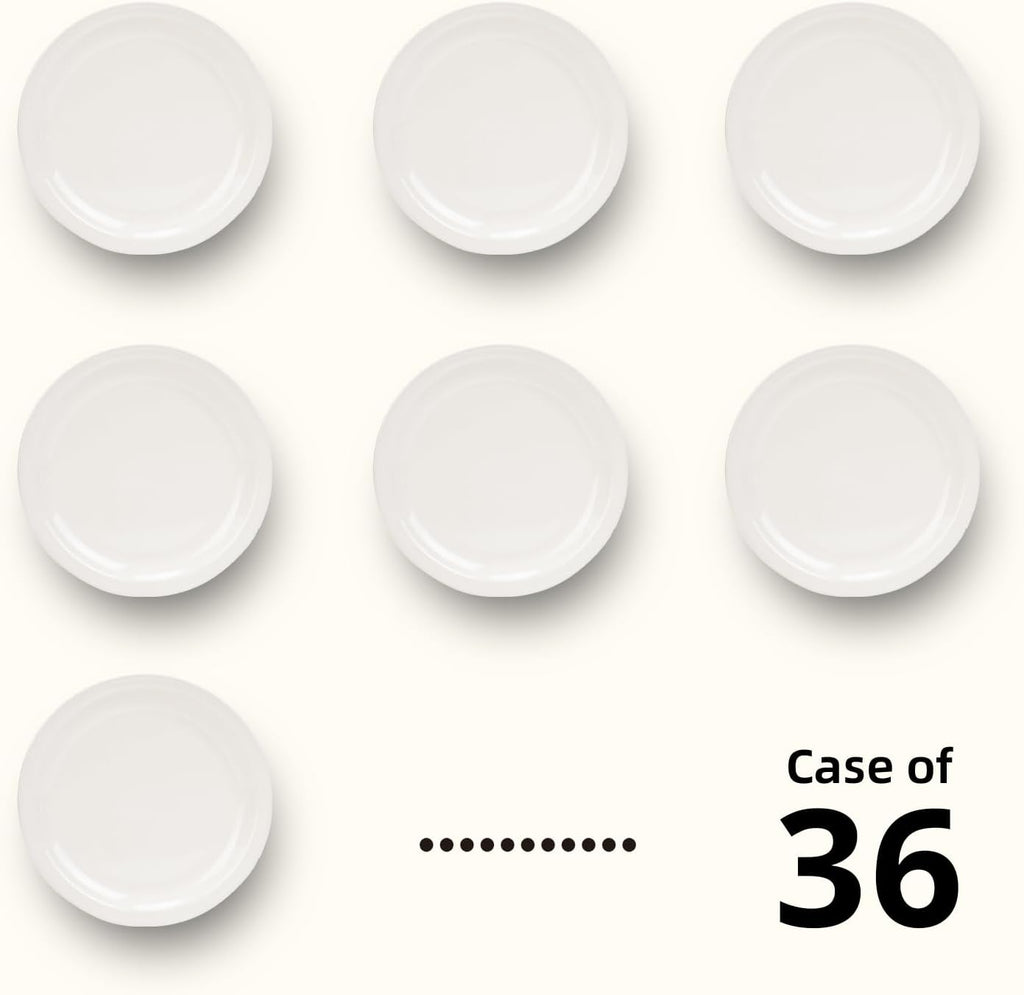 Stoneware Narrow Rim Commercial Grade Dinnerware, America White, Plate 7.25", Case of 36