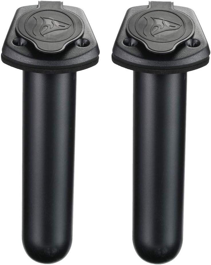2 Pack Kayak Deck Flush Mount Fishing Rod Holders and Cap Cover for Boat, Canoe and Tackle Accessory Tool