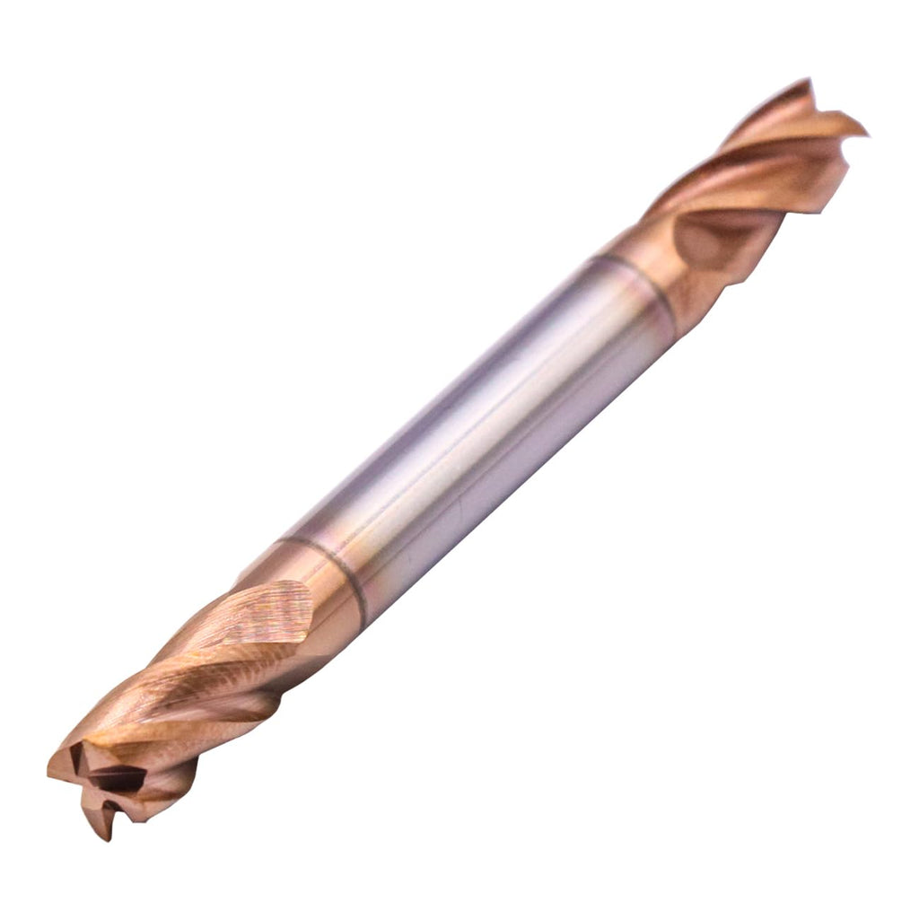 1/4" 4 Flute Solid Carbide Square End Mill, Double End, TiSiN Coated