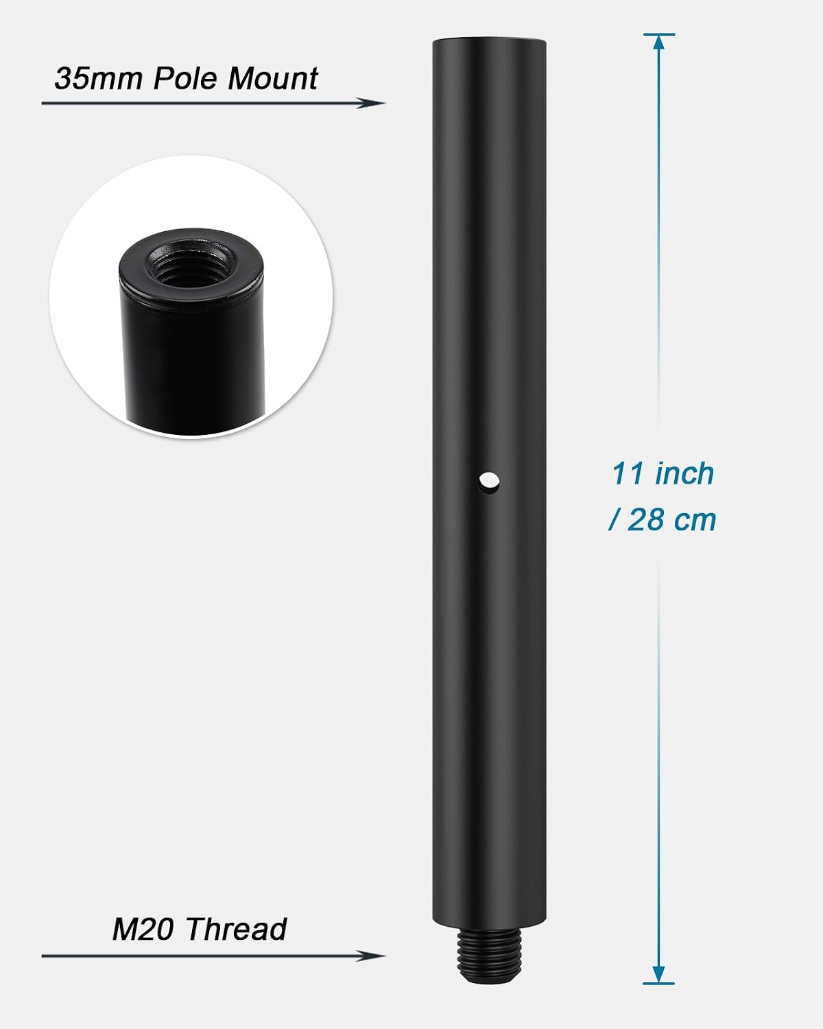 11 inch M20 Subwoofer Pole 35mm Speaker Pole Mount Extension Pole | 2-Pack, Extendable by Connecting Two Poles, M20