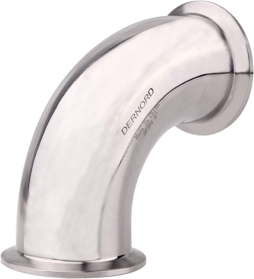 DERNORD Elbow 90 Degree Sanitary Pipe Fitting SS304 Tri Clamp (2" Tube OD)