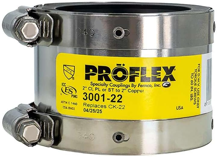Proflex 2 In. x 2 In. PVC Shielded Coupling - Cast-Iron, Plastic, Steel to Copper - 1 Each