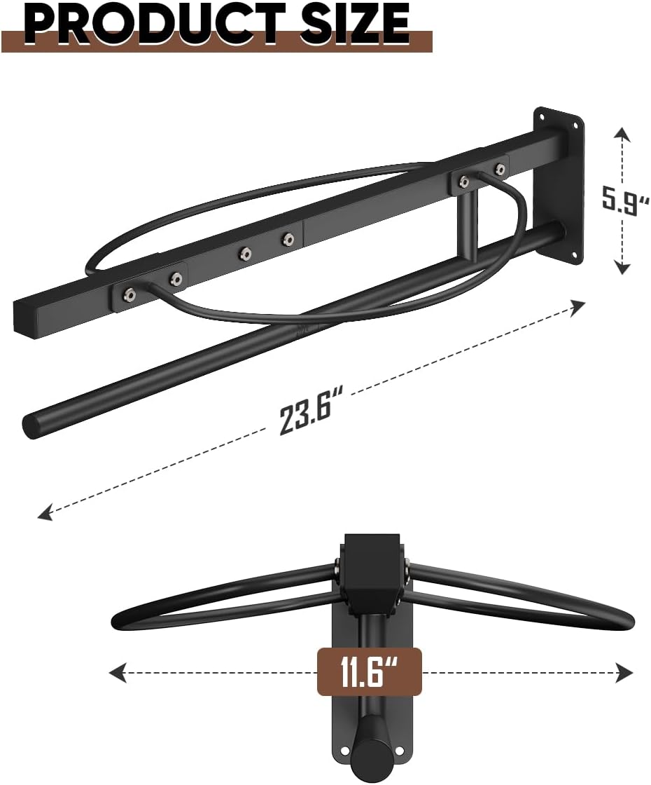 Wall Mounted Saddle Rack with Pad Bar for Horses Saddles, Black