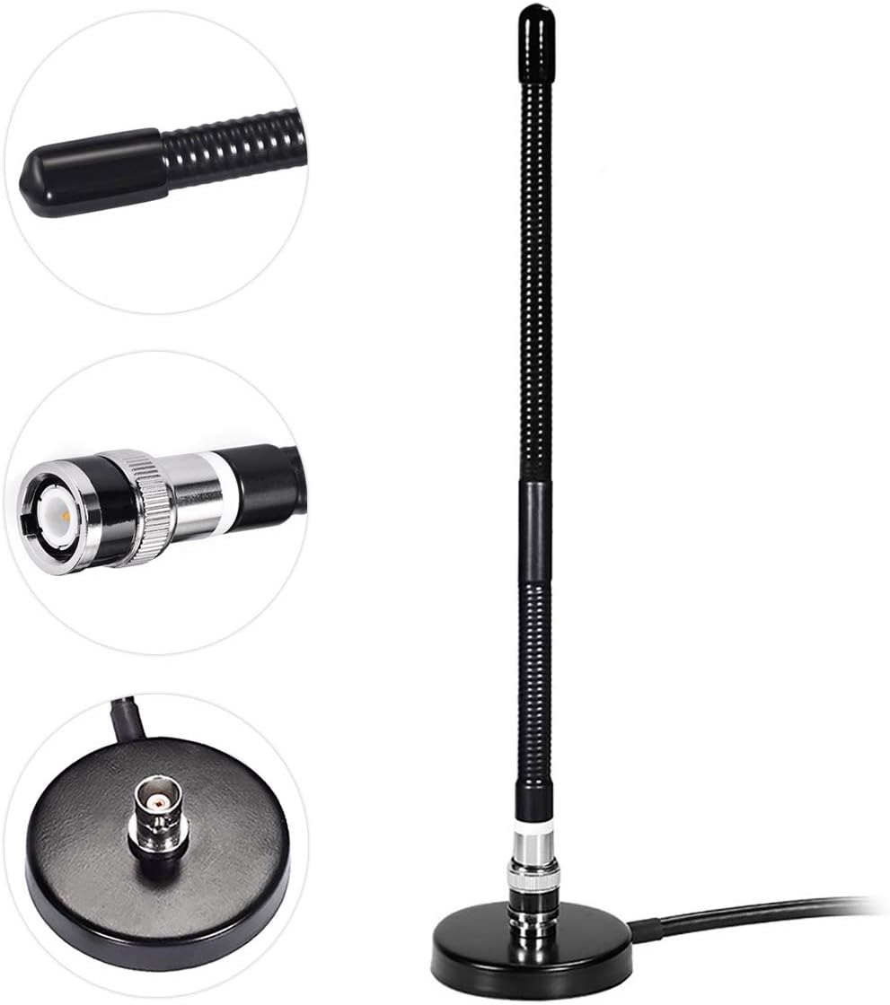 27MHz CB Radio Antenna Soft Whip Magnetic Base BNC & PL259 Male Compatible with Cobra Midland Uniden Maxon President