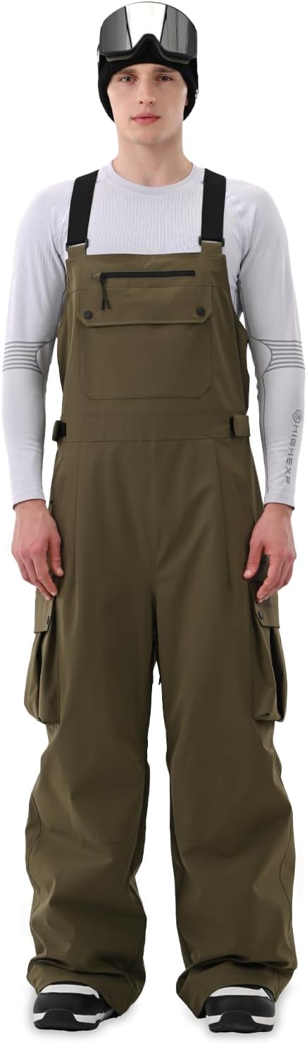 Mens Ski Bib 3L Baggy Snowboard Pants Snow Overalls | 30K Waterproof, 25K Breathable, Loose Fit, Drop-Seat Design